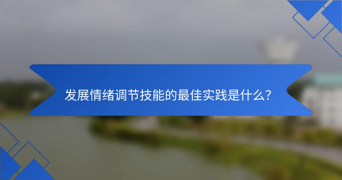发展情绪调节技能的最佳实践是什么？
