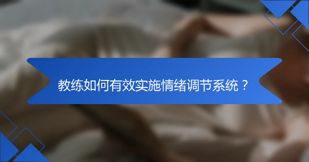 教练如何有效实施情绪调节系统？